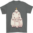 Llama Christmas Tree Xmas Mens T-Shirt 100% Cotton Charcoal