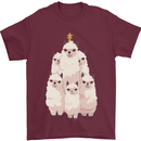Llama Christmas Tree Xmas Mens T-Shirt 100% Cotton Maroon