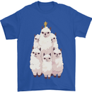 Llama Christmas Tree Xmas Mens T-Shirt 100% Cotton Royal Blue