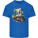 Locomotive Watercolour Trainspotter Trains Kids T-Shirt Childrens Royal Blue