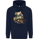 Locomotive Watercolour Trainspotter Trains Mens 80% Cotton Hoodie Navy Blue