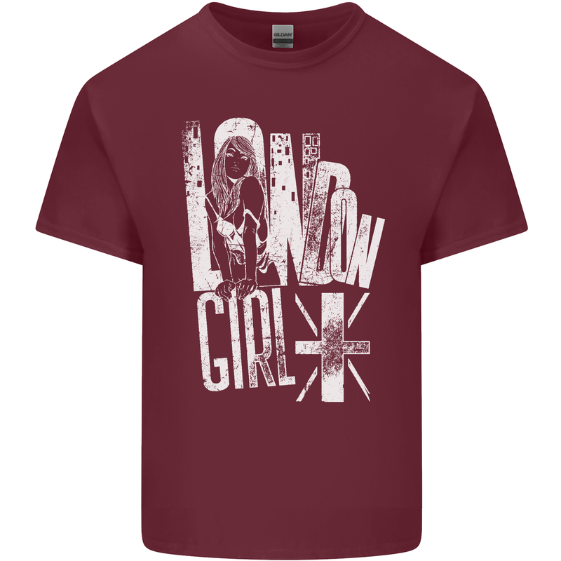 London Girl Mens Cotton T-Shirt Tee Top Maroon