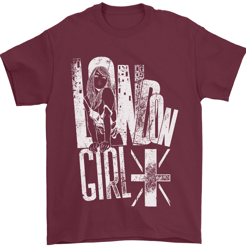 London Girl Mens T-Shirt 100% Cotton Maroon