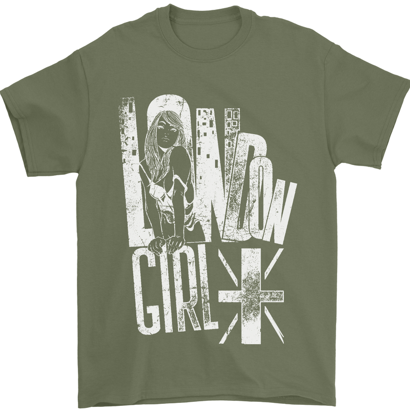 London Girl Mens T-Shirt 100% Cotton Military Green