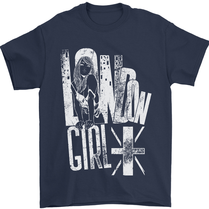 London Girl Mens T-Shirt 100% Cotton Navy Blue