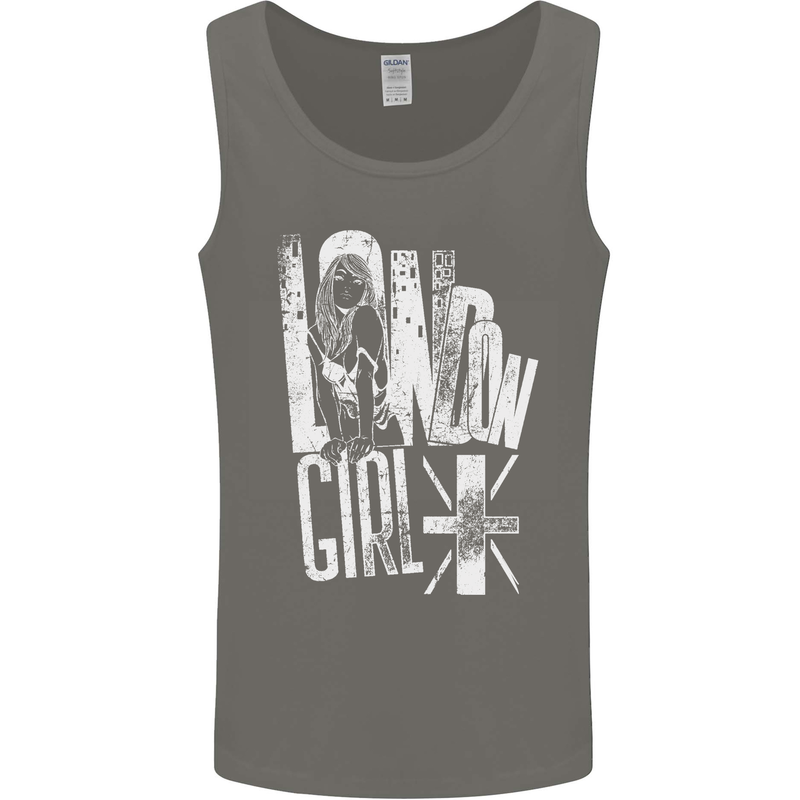 London Girl Mens Vest Tank Top Charcoal