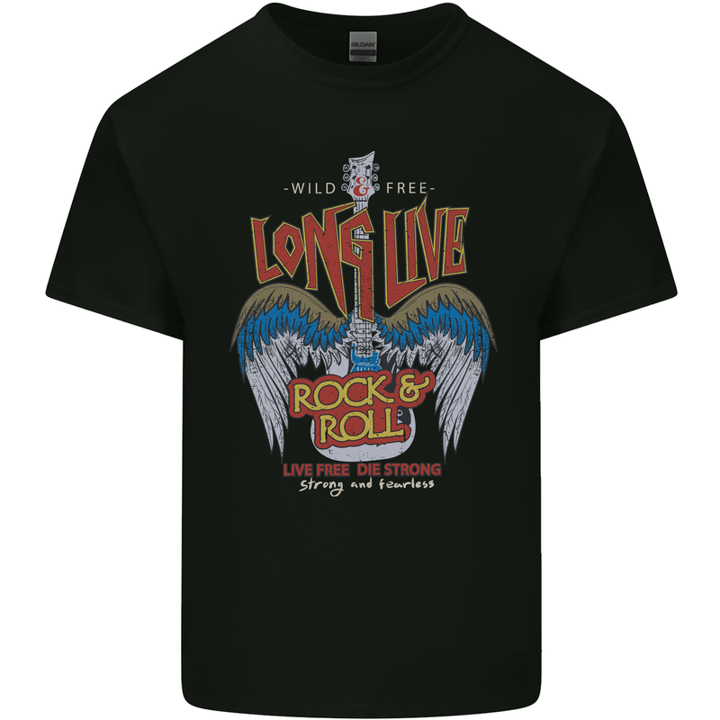 Long Live Rock n Roll Heavy Metal Guitar Mens Cotton T-Shirt Tee Top Black