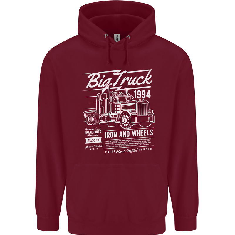 Lorry Driver HGV Big Truck Childrens Kids Hoodie Maroon