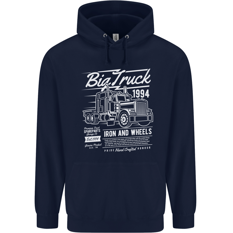 Lorry Driver HGV Big Truck Childrens Kids Hoodie Navy Blue