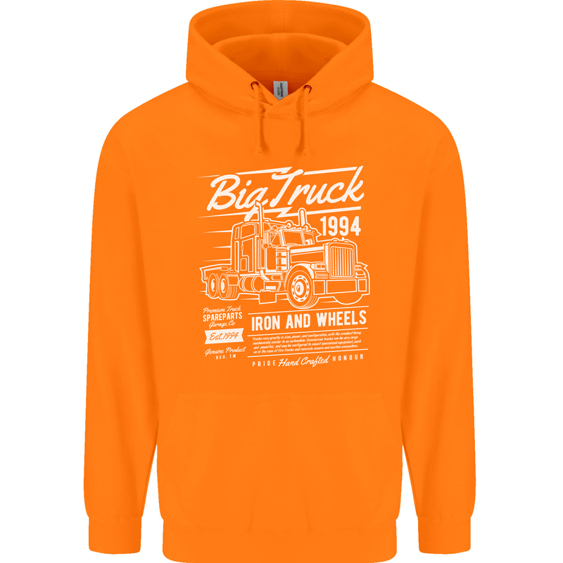 Lorry Driver HGV Big Truck Childrens Kids Hoodie Orange