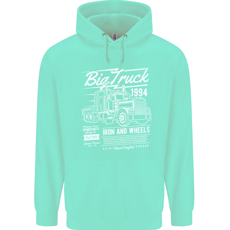 Lorry Driver HGV Big Truck Childrens Kids Hoodie Peppermint