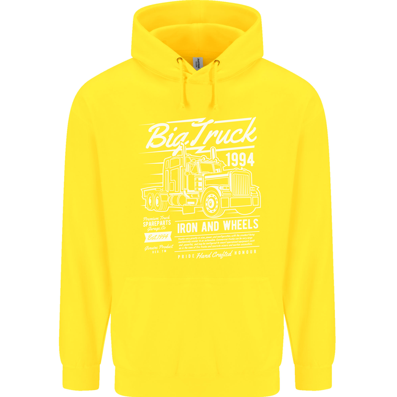 Lorry Driver HGV Big Truck Childrens Kids Hoodie Yellow