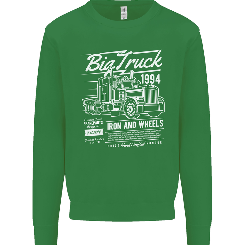 Lorry Driver HGV Big Truck Kids Sweatshirt Jumper Irish Green