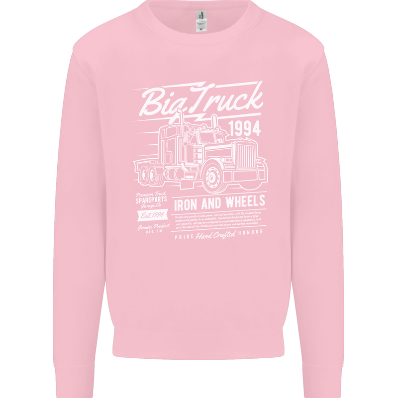 Lorry Driver HGV Big Truck Kids Sweatshirt Jumper Light Pink