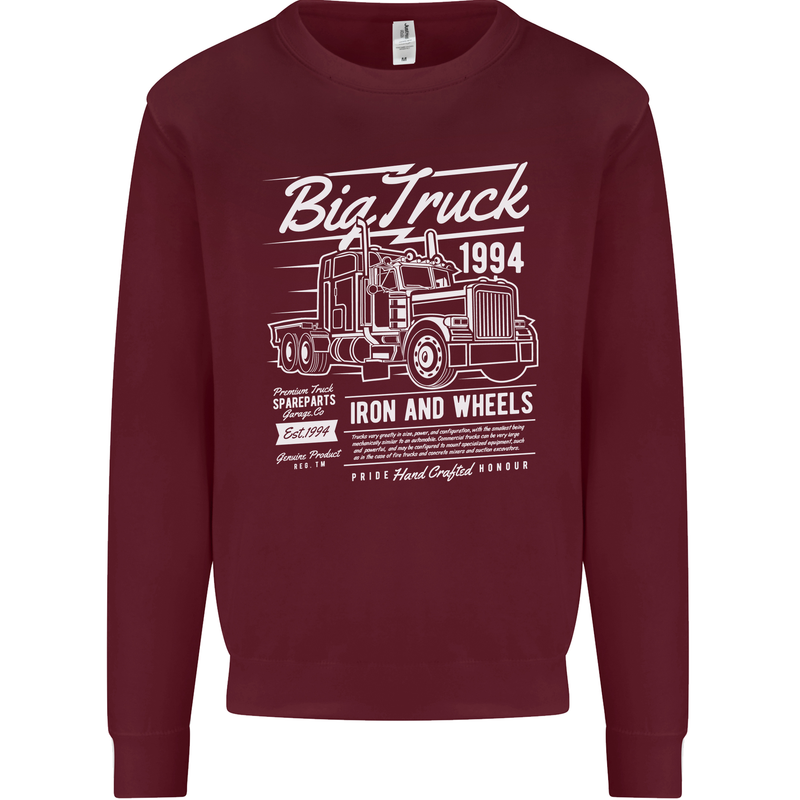 Lorry Driver HGV Big Truck Kids Sweatshirt Jumper Maroon