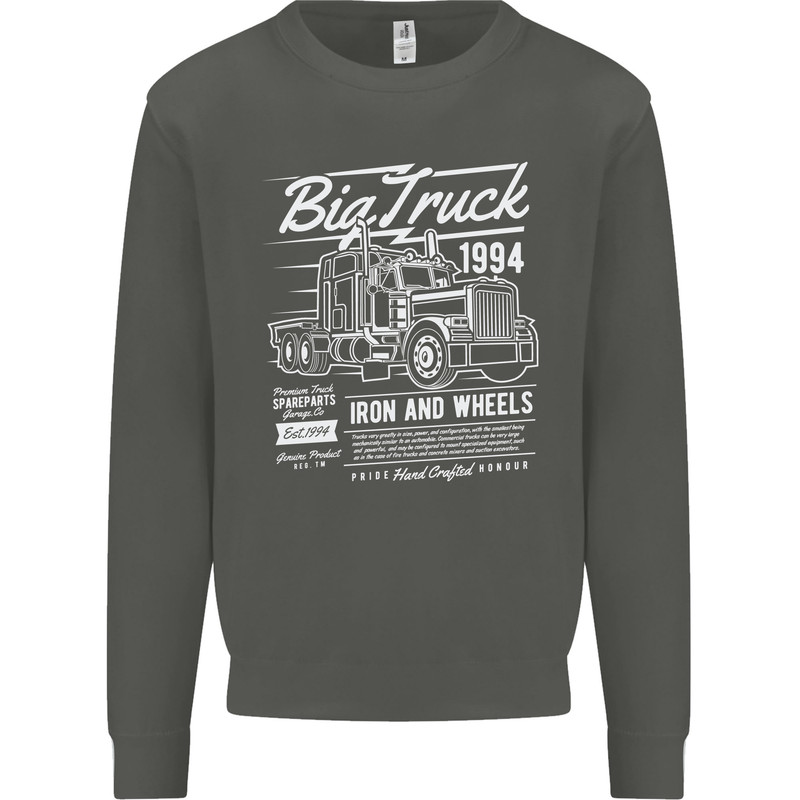Lorry Driver HGV Big Truck Kids Sweatshirt Jumper Storm Grey