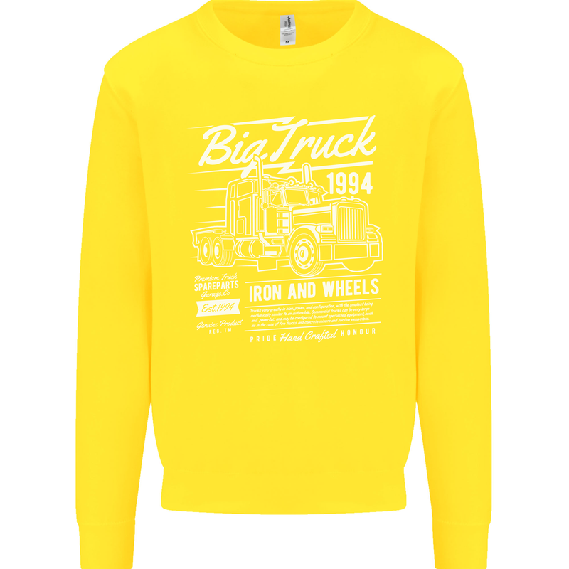 Lorry Driver HGV Big Truck Kids Sweatshirt Jumper Yellow