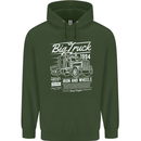Lorry Driver HGV Big Truck Mens 80% Cotton Hoodie Forest Green
