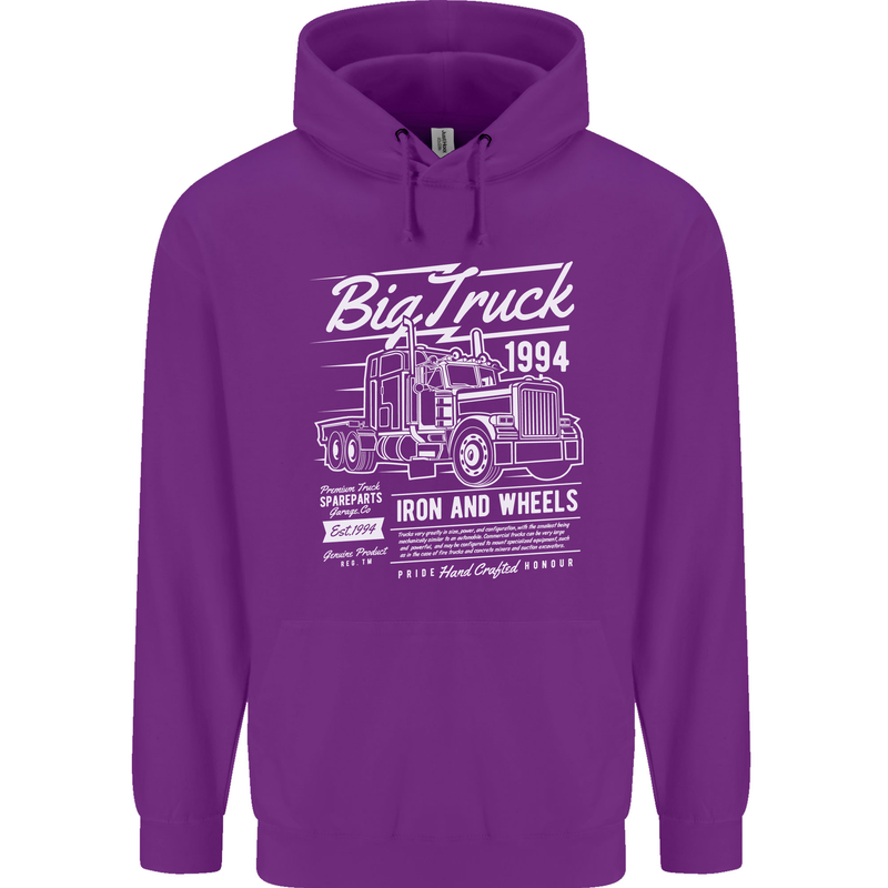 Lorry Driver HGV Big Truck Mens 80% Cotton Hoodie Purple