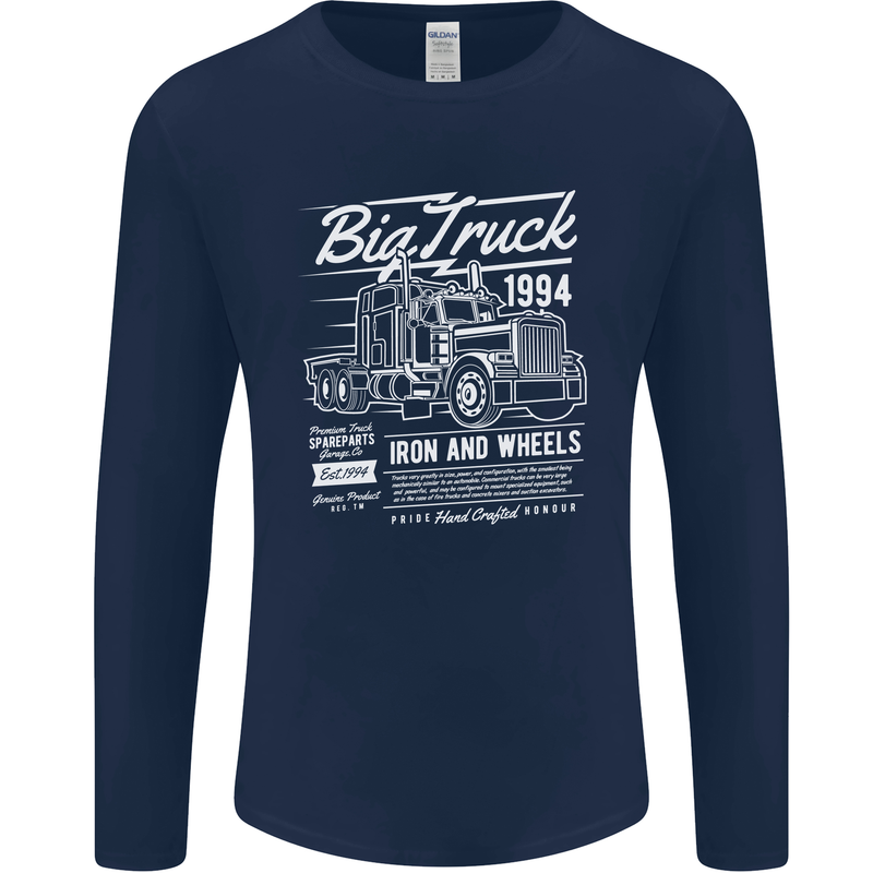 Lorry Driver HGV Big Truck Mens Long Sleeve T-Shirt Navy Blue