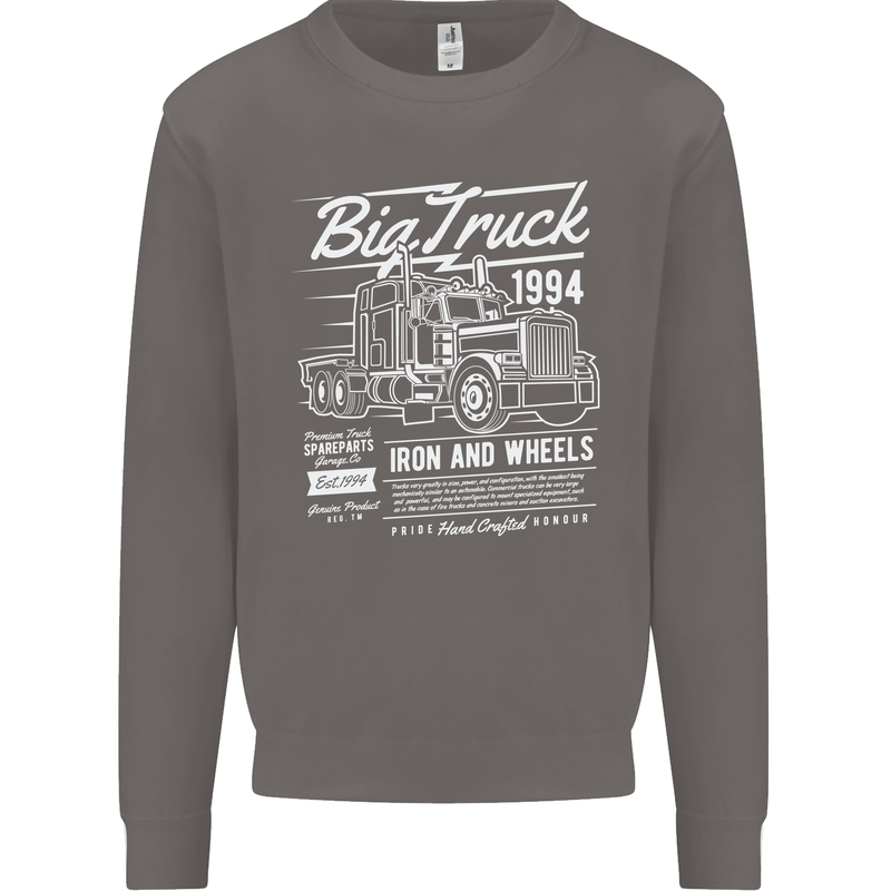 Lorry Driver HGV Big Truck Mens Sweatshirt Jumper Charcoal