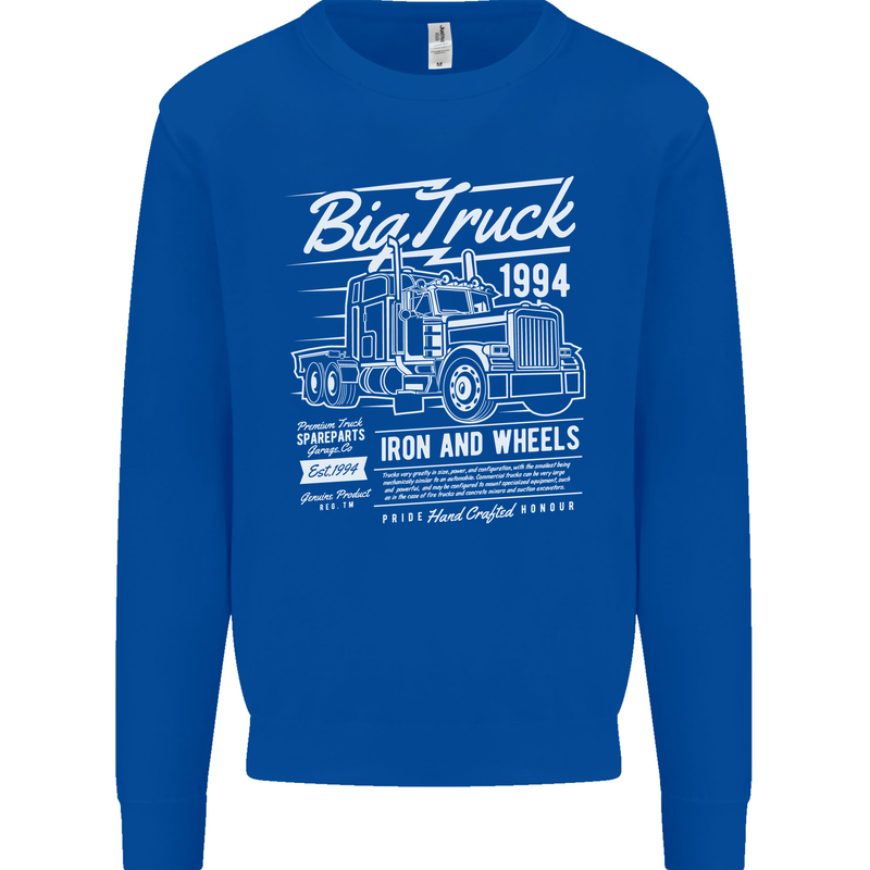Lorry Driver HGV Big Truck Mens Sweatshirt Jumper Royal Blue