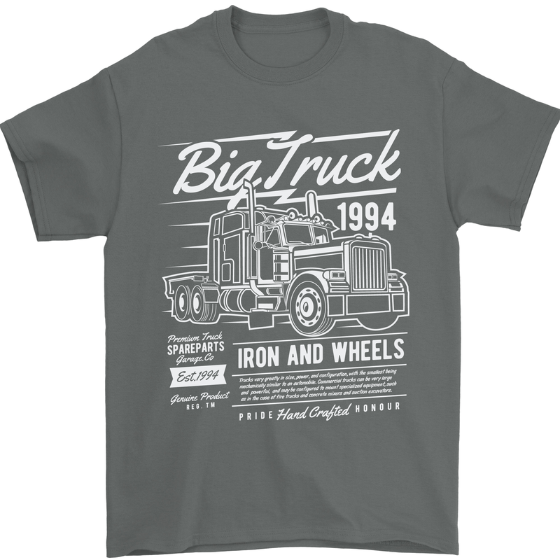 Lorry Driver HGV Big Truck Mens T-Shirt 100% Cotton Charcoal