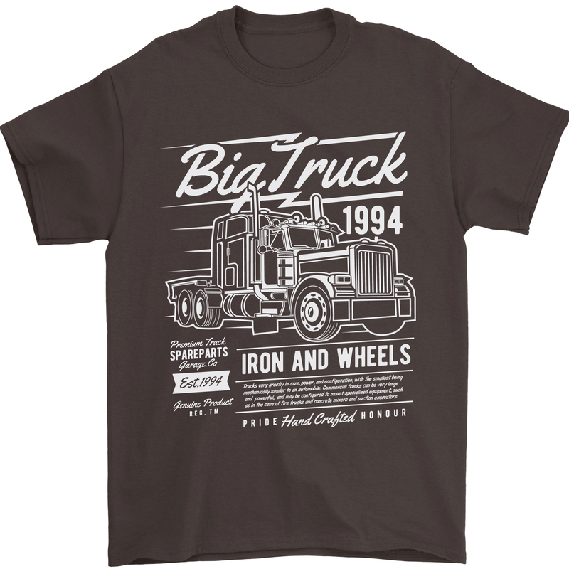 Lorry Driver HGV Big Truck Mens T-Shirt 100% Cotton Dark Chocolate