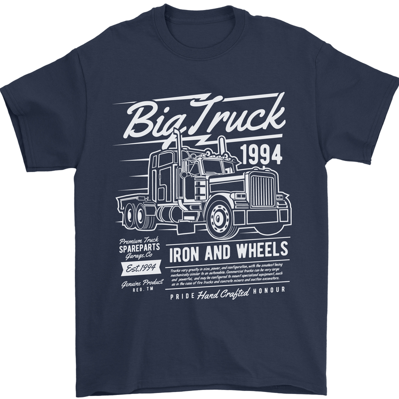 Lorry Driver HGV Big Truck Mens T-Shirt 100% Cotton Navy Blue