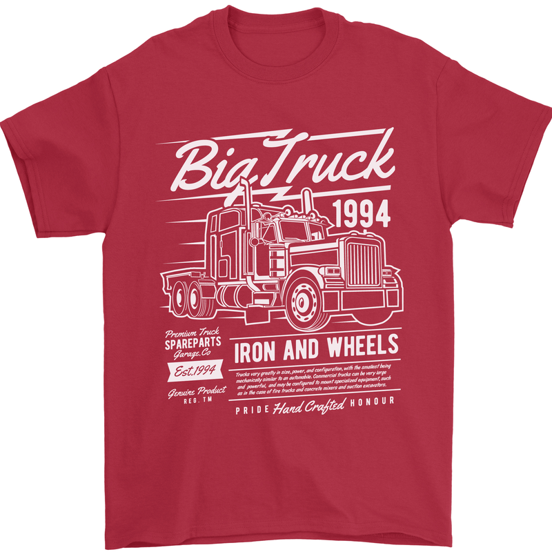 Lorry Driver HGV Big Truck Mens T-Shirt 100% Cotton Red