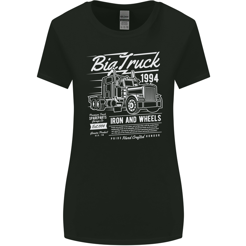 Lorry Driver HGV Big Truck Womens Wider Cut T-Shirt Black