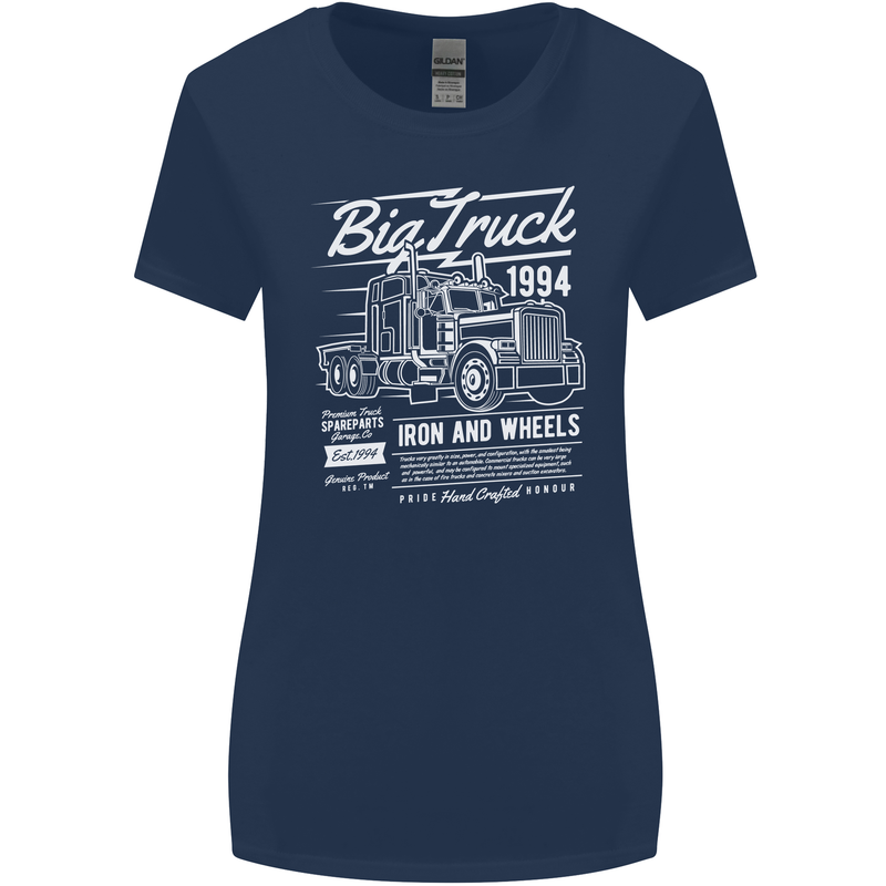Lorry Driver HGV Big Truck Womens Wider Cut T-Shirt Navy Blue