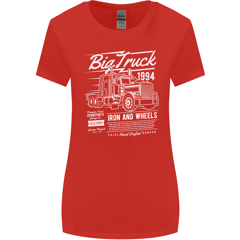 Lorry Driver HGV Big Truck Womens Wider Cut T-Shirt Red