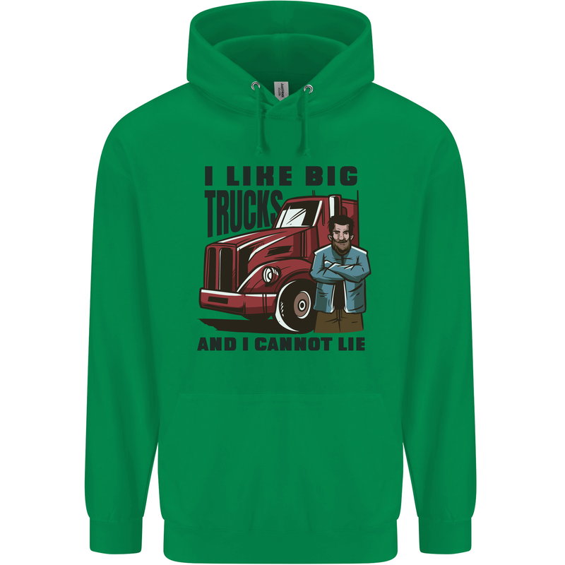 Lorry Driver I Like Big Trucks I Cannot Lie Trucker Childrens Kids Hoodie Irish Green