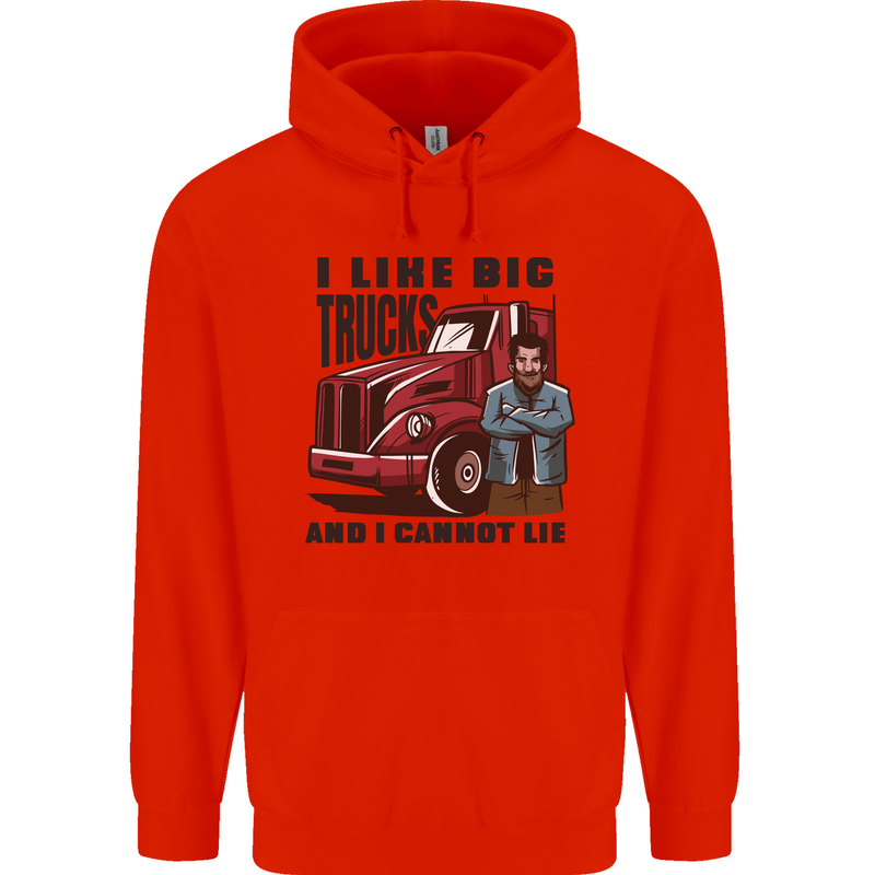 Lorry Driver I Like Big Trucks I Cannot Lie Trucker Mens 80% Cotton Hoodie Bright Red