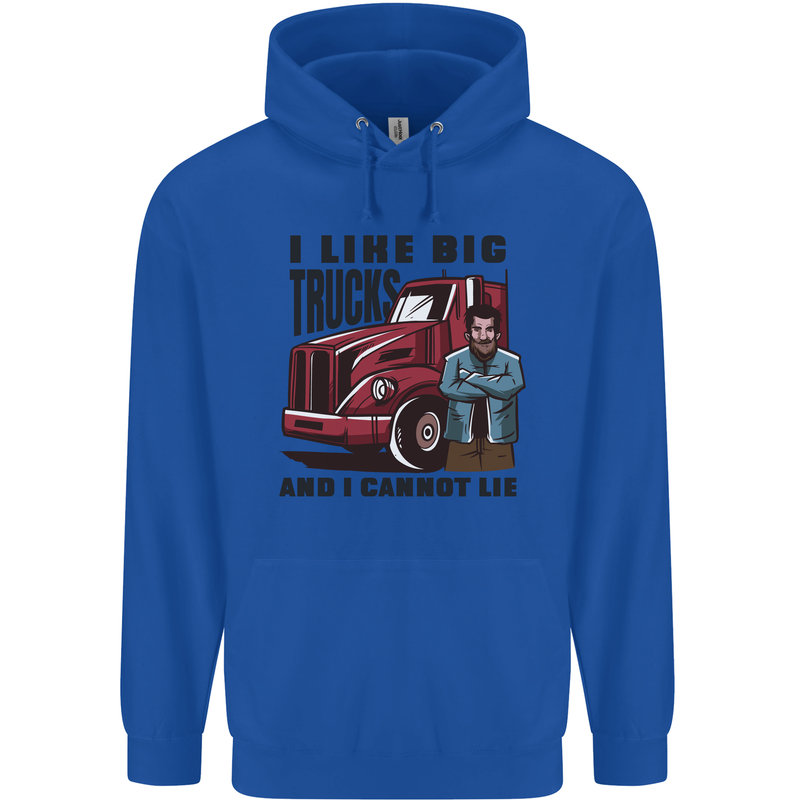 Lorry Driver I Like Big Trucks I Cannot Lie Trucker Mens 80% Cotton Hoodie Royal Blue