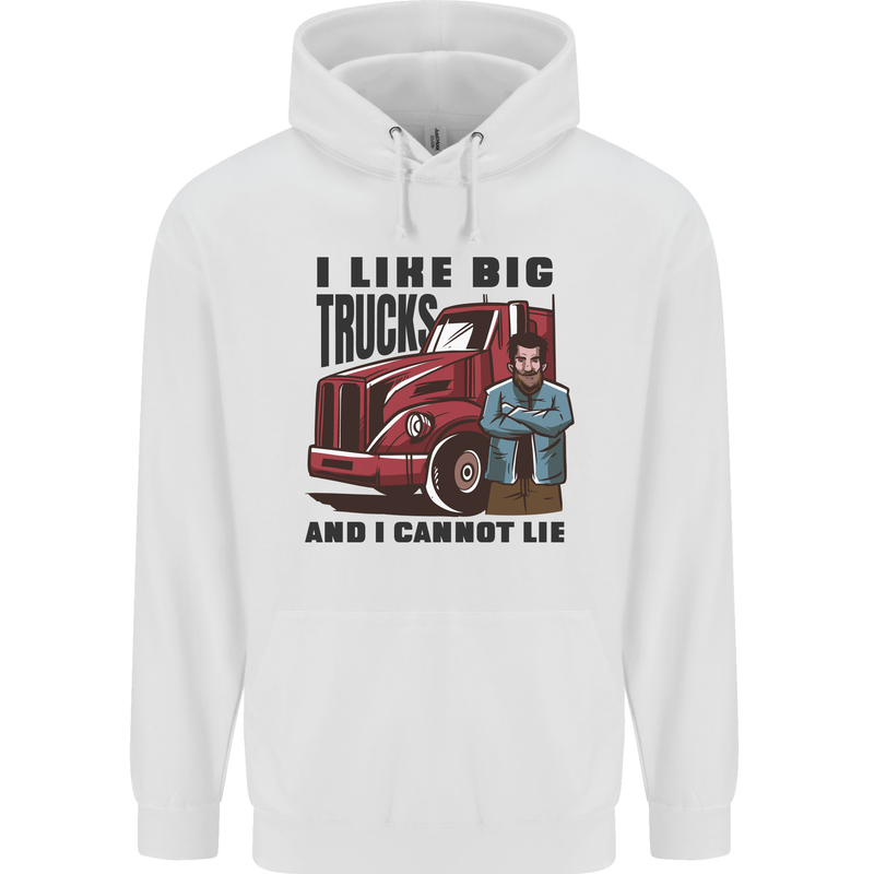 Lorry Driver I Like Big Trucks I Cannot Lie Trucker Mens 80% Cotton Hoodie White