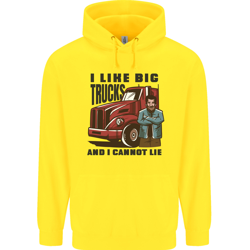 Lorry Driver I Like Big Trucks I Cannot Lie Trucker Mens 80% Cotton Hoodie Yellow