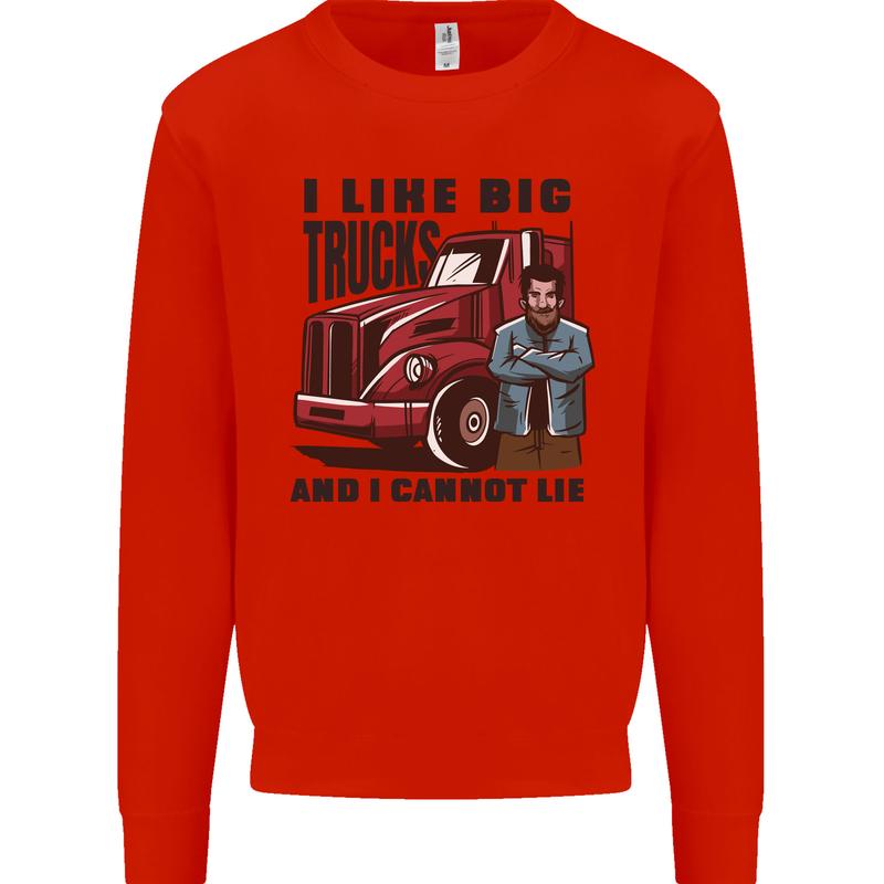 Lorry Driver I Like Big Trucks I Cannot Lie Trucker Mens Sweatshirt Jumper Bright Red