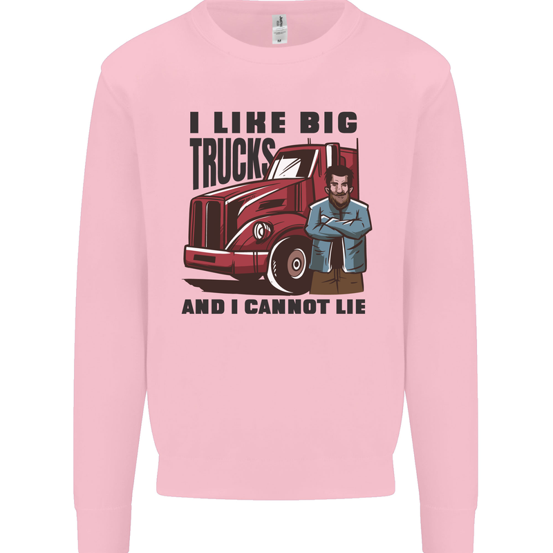 Lorry Driver I Like Big Trucks I Cannot Lie Trucker Mens Sweatshirt Jumper Light Pink