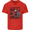 Lorry Driver I Like Big Trucks I Cannot Lie Trucker Mens V-Neck Cotton T-Shirt Red