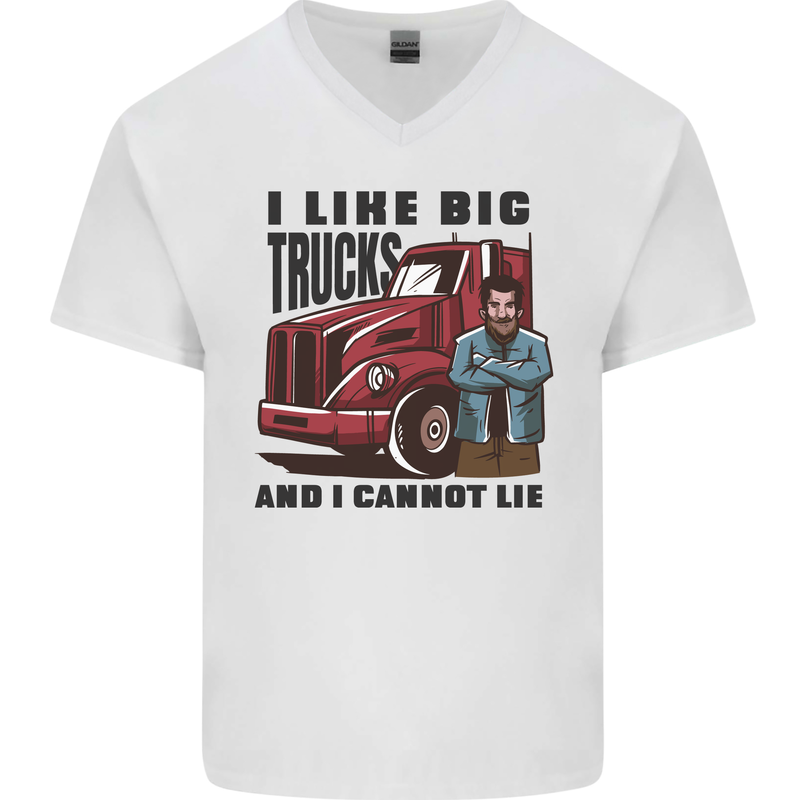 Lorry Driver I Like Big Trucks I Cannot Lie Trucker Mens V-Neck Cotton T-Shirt White