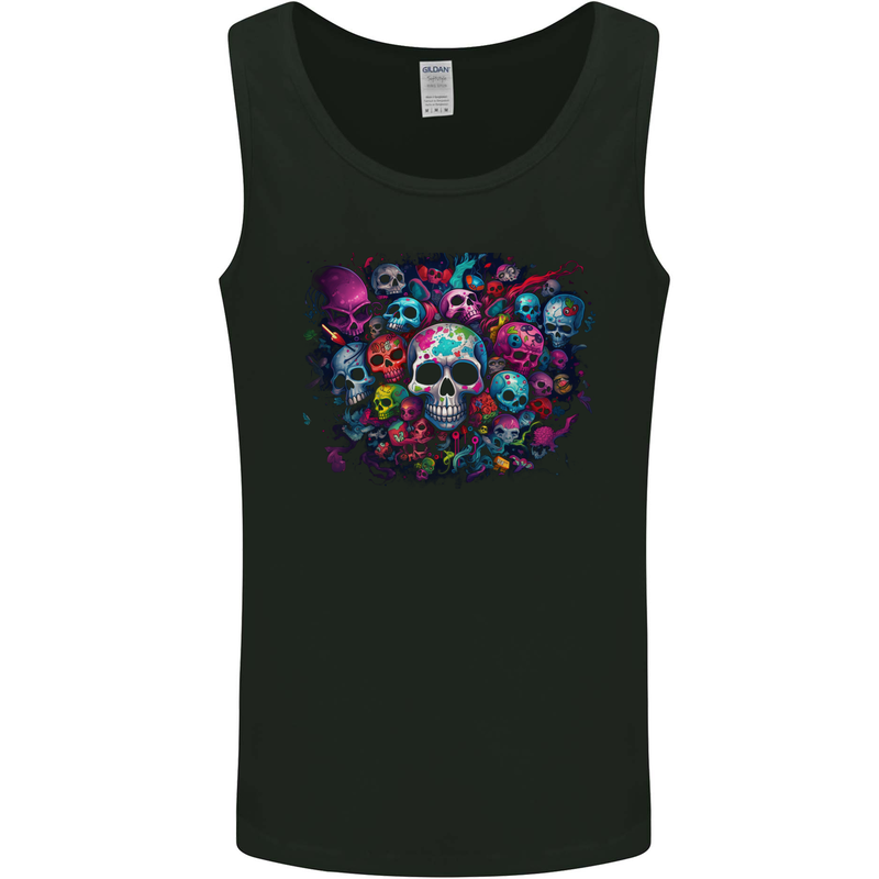Lots of Skulls Mens Vest Tank Top Black