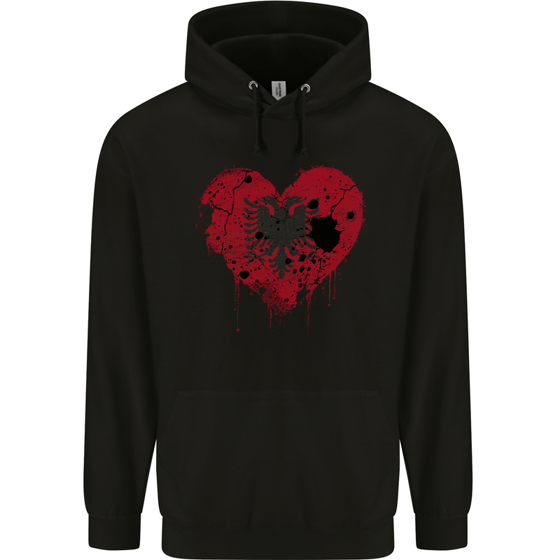 Love Albania Flag Albanian Day Football Childrens Kids Hoodie Black