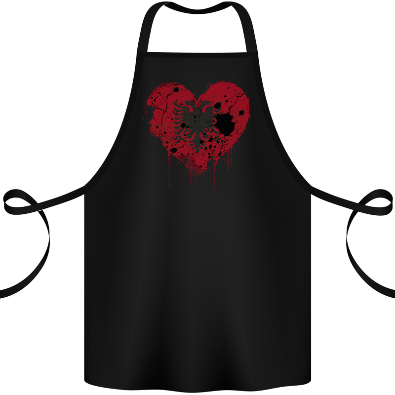 Love Albania Flag Albanian Day Football Cotton Apron 100% Organic Black