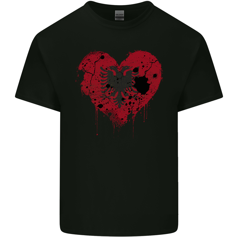 Love Albania Flag Albanian Day Football Mens Cotton T-Shirt Tee Top Black