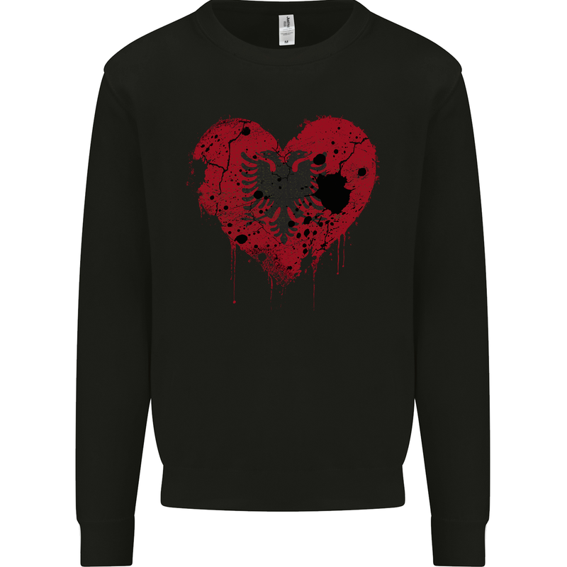 Love Albania Flag Albanian Day Football Mens Sweatshirt Jumper Black