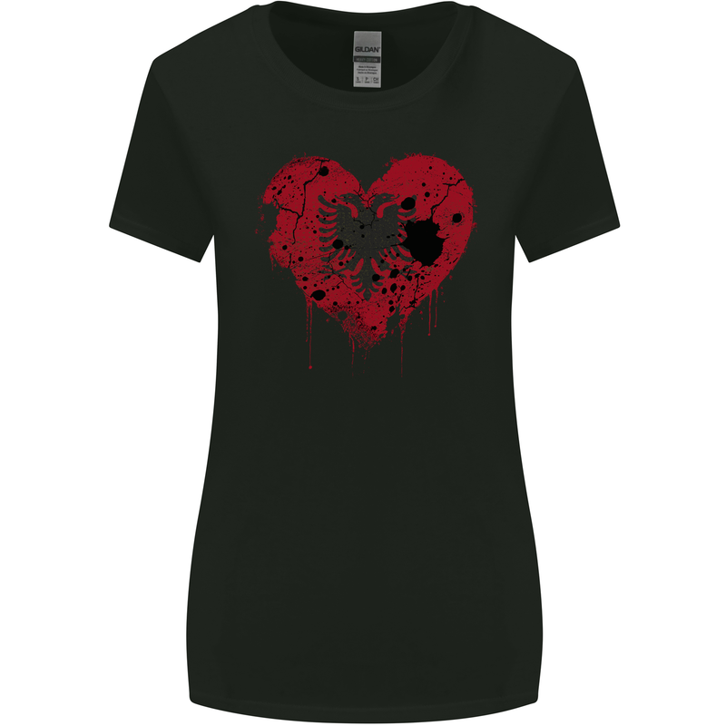Love Albania Flag Albanian Day Football Womens Wider Cut T-Shirt Black