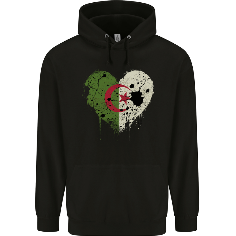 Love Algeria Flag Algerian Day Football Childrens Kids Hoodie Black