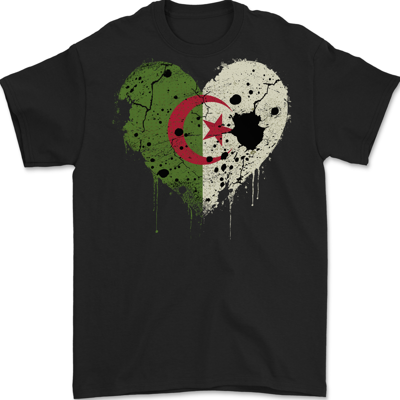 Love Algeria Flag Algerian Day Football Mens Gildan Cotton T-Shirt Black